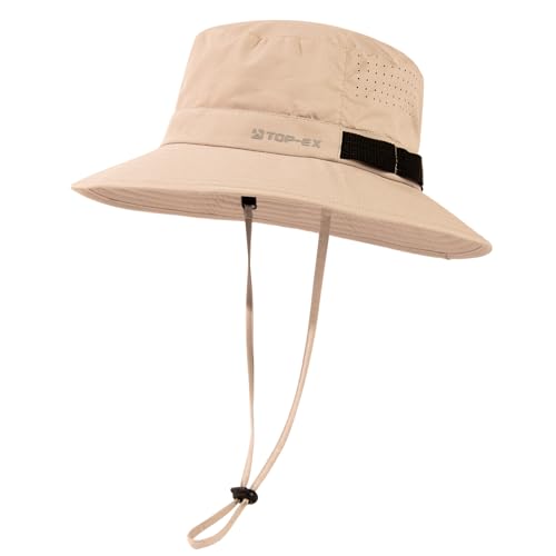 UVCoolix All-Day Comfort Bucket Sun Hat for Men Women,Lightweight Wide Brim UV Protection Boonie Outdoor,Beach,Golf - color: Beige, size: X-Large