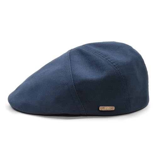 Sterkowski Ivy Five Newsboy | 100% Softened Cotton Flat Cap for Men | Breathable Airy 5 Panels Cap Without Lining - color: Navy Blue, size: 7 1/2