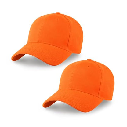 2-Pack Classic Structured Baseball Cap Adjustable Snapback Ball Caps - color: Orange