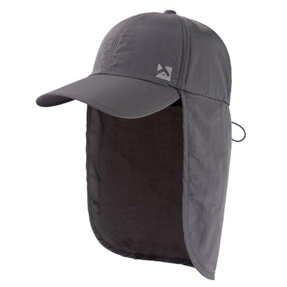 TOP-EX L/XL/XXL UV50+ Waterproof Neck Flap Baseball Sun Cap - color: Dark Grey, size: Medium-Large