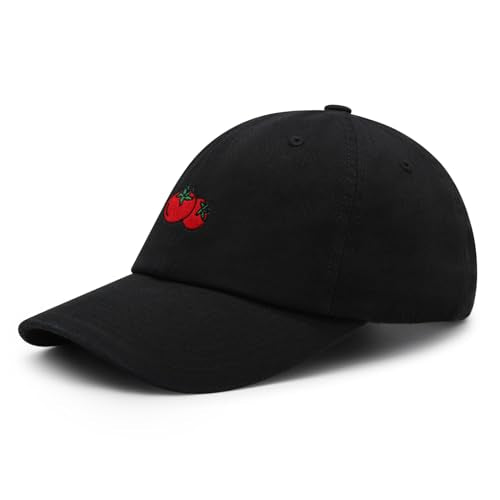 JPAK Two Tomatoes Premium Dad Hat Embroidered Cotton Baseball Cap Vegetables Embroidery - color: Black