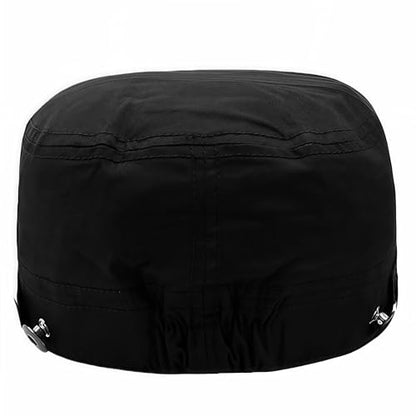 Oversize Cadet Hat Women Hip Hip Punk Rock Rivet Cotton Baseball Caps Big Head Men Army Sun Caps Dad Flat Top Fitted Hats - color: Black 1