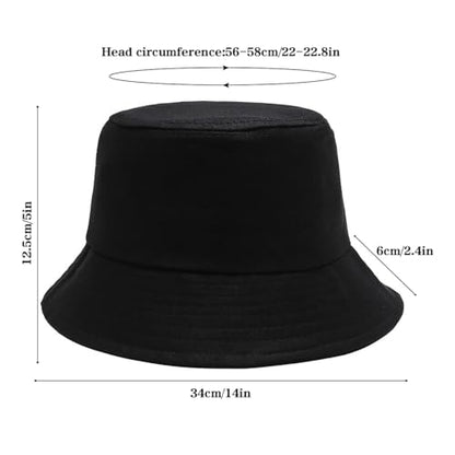 Bucket Hat Beach Sun Hat Fishing Hat for Women Men, Summer Outdoor Travel Packable Fisherman Hat - color: Black