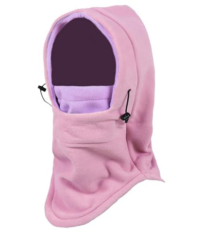 Warm Fleece Balaclava Ski Bike Full Face Mask Neck Warmer Winter Sports Cap - color: Pink+purple