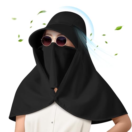 Skicuff 1/3 Pcs Women Sun Hat with Neck Flap - color: Black