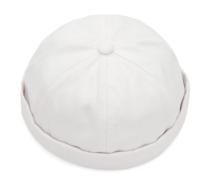 DIYDECAL 3 Pack Mens Brimless Skullcap Sailor Docker Cap Rolled Cuff Retro Beanie Hat - color: White