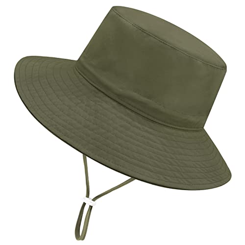 Sarfel Baby Sun Hat Summer Baby Boy Hats UPF 50+ Sun Protection Toddler Hat Bucket for Baby Girl Adjustable Kid Cap - color: B Army Green, size: 0-6 Months
