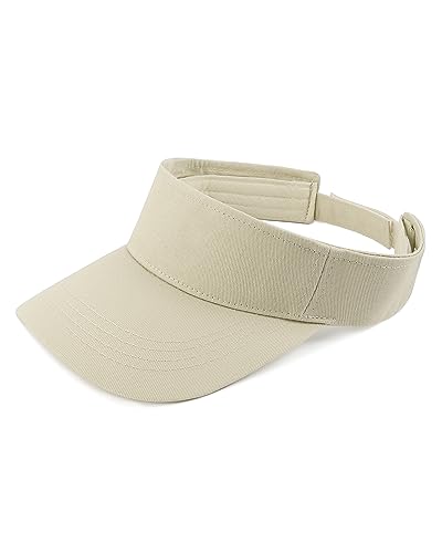 Zylioo XXL Oversize Visor Hat,Large Athletic Cotton Sports Visor,Adjustable Small Solid Color Sun Cap - color: Beige, size: Medium-Large