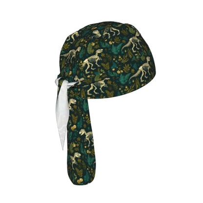 Adjustable Cycling Cap, Quick Dry Sports Bandana Skull Cap Helmet Liner - color: Dinosaur Skeletons