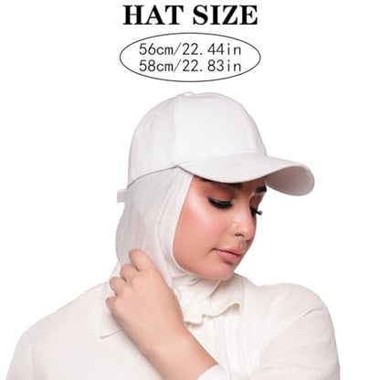 One-Piece Hijab Baseball Cap for Women Quick Dry Sun Hat Outdoor Headscarf - color: White