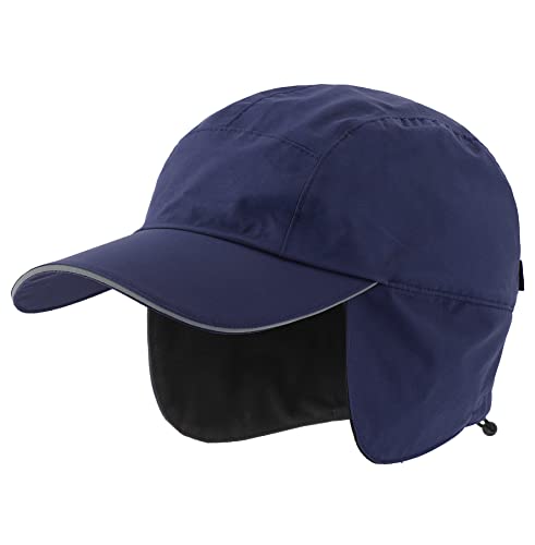 Connectyle Men's Water-Resistant Winter Hat Reflective Fleece Lined Earflap Cap Warm Baseball Sports Hat - color: Navy Blue