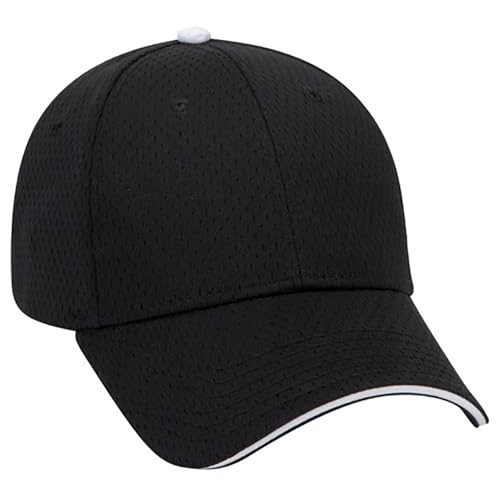 Ashen Fane 6 Panel Polyester Pro Mesh Low Profile Baseball Cap - color: Sandwich - Blk Blk Wht