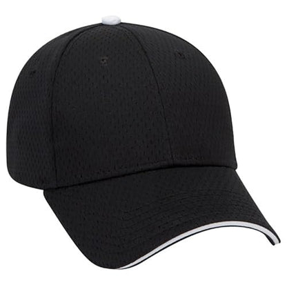 Ashen Fane 6 Panel Polyester Pro Mesh Low Profile Baseball Cap - color: Sandwich - Blk Blk Wht