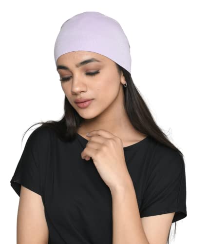 Chemo Hats Solid Sleep Cap Women's Bamboo Soft Headwear Cancer Cap Chemo Headwear Women - color: Lilac