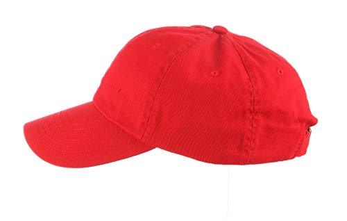 Dorfman Hat Co. Twill Baseball Cap with Pre-Curved Brim - color: Red