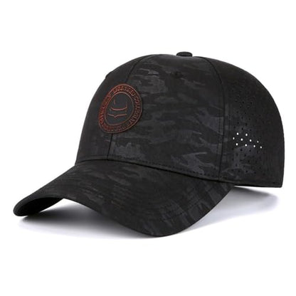 Men's Quick Dry Baseball Cap Original Camouflage Laser Perforated Breathable Golf Ball Caps Curved Brim Structured Hats - color: Light Grey