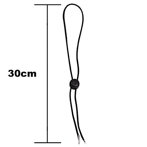 Hat Chin Cord, Black Flexible Removable Hat Chin Strap with Spring Loaded Stop Cord Lock,Pack of 5