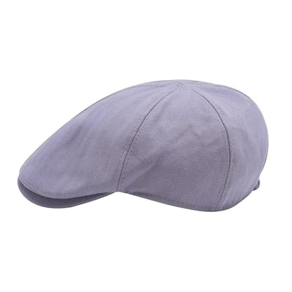 ZLYC Men Cotton Flat Cap Summer Scally Newsboy Beret Driver Hat - color: Plain Purple