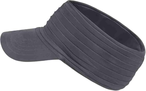 Visor Hats for Women Men Beach Sun UV Protection Wide Brim Lightweight with Ponytail - color: Gray