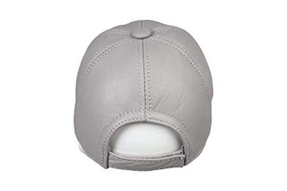 Genuine Leather Unisex Baseball Cap - color: Gray