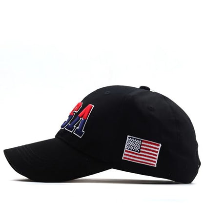 American Flag Baseball Caps Embroiderred USA Flag Patriotic Dad Hat Adjustable Trucker Hats for Men Women - color: Usa Flag Navy Black