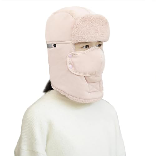 Kids Winter Warm Ski Hat Sherpa Lined Fleece Pilot Hood Cap Earflap Full Coverage Peruvian Trapper Hat for Boys Girls