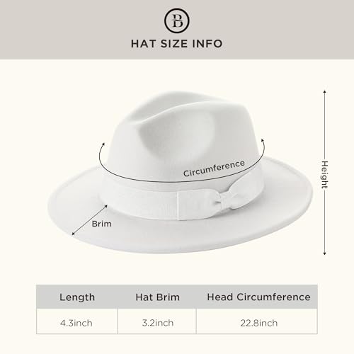 BABEYOND 1920s Fedora Hat for Men Gatsby Wide Brim Hat Felt Panama Cap - color: Bl/White-wh