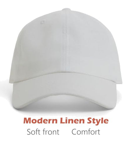 Linen Cotton Baseball Cap, Summer Breathable Dad Hat Men Women - color: White