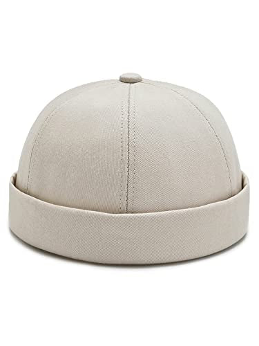 Dome Brimless Docker Cap Sailor Beanie Cap Visorless Hat for Men & Women - color: Beige