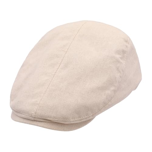 ZLYC 남성용 여름 플랫 캡 Scally Ivy Gatsby Newsboy Beret Driver Cabbie 사냥 모자 - color: 단색 페일 베이지