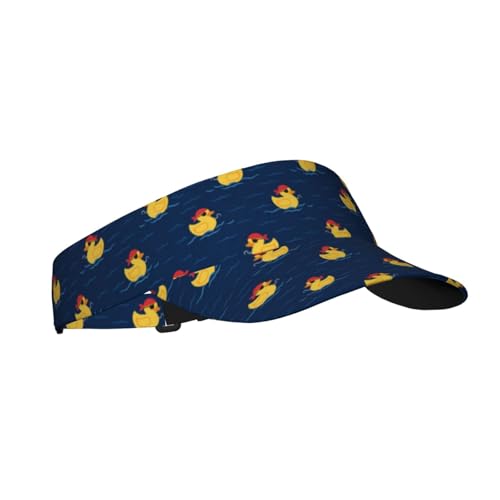 Sports Sun Visor Hat for Men Women, Adjustable Breathable Golf Tennis Cap - color: Funny Yellow Duck1