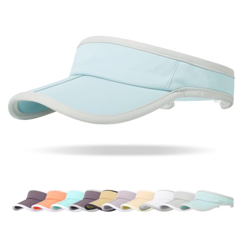Sun Visor Caps Foldable Brim Adjustable Visor Hats for Women Men - color: Lightblue