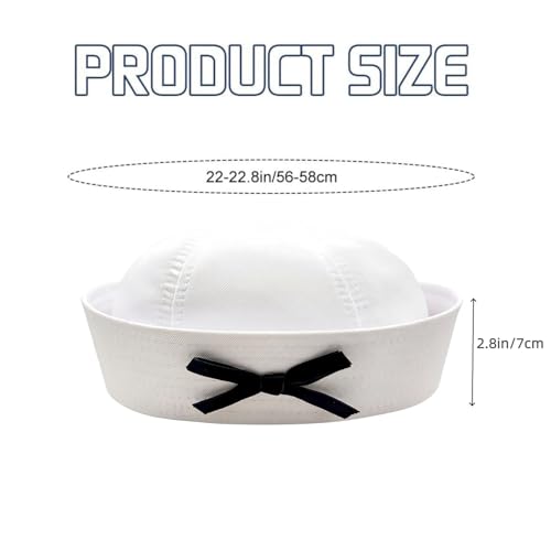 Sailor Hat White Sailor Cap with Bowknot Yacht Captain Hat Navy Costume Hat for Captain Birthday Halloween Costume - color: Black Bowknot