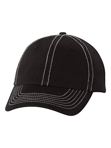 Valucap Adult Bio-Washed Classic Custom Dad Hat - color: Black/ Stone Stitch