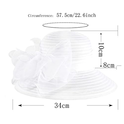 Ruphedy Women Derby Church Dress Bucket Hat Fascinators Tea Party Wedding Hat - color: S051-white
