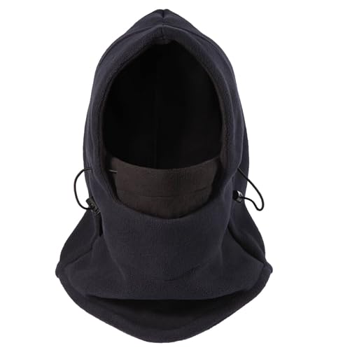 Balaclava Ski Mask: Thermal Windproof Polar Fleece Hood, Adjustable & Convertible Winter Face Mask for Men Women - color: Navy Blue/Black