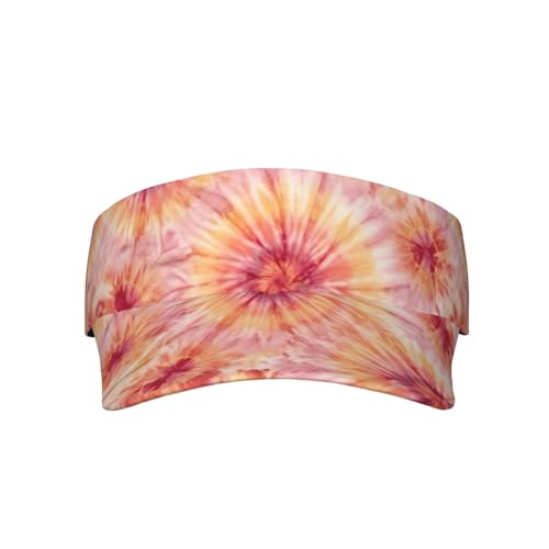 Unisex Sports Sun Visor Hats Adjustable Lightweight Packable Printed Empty Top Cap for Running Pickleball Golf Tennis - color: Boho Orange Tie Dye
