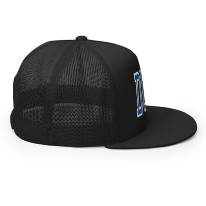 NG Duke Flat Bill Embroidered Trucker Hat High Crown Adjustable Cap - color: Black