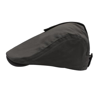 ZLYC Men Cotton Flat Cap Summer Scally Newsboy Beret Driver Hat - color: Button Decor Gray