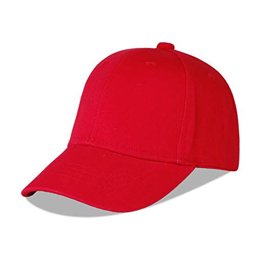 LANGZHEN Cotton Outdoor Toddler Girls Boys Plain Baseball Cap Baby Infant Structured Adjustable Hat for Kids Sun Hat - color: Red, size: Medium