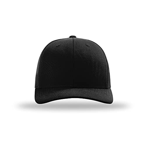 Richardson 112 Classic Six-Panel Adjustable Snapback Trucker Cap - color: Black