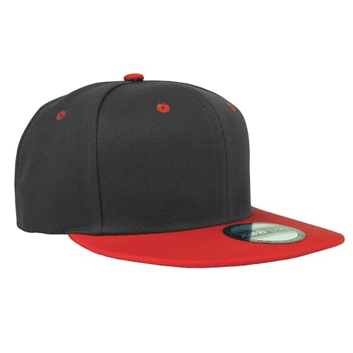 Gelante Plain Blank Flat Brim Adjustable Snapback Baseball Caps LOT 6 Pack - color: Black/Red