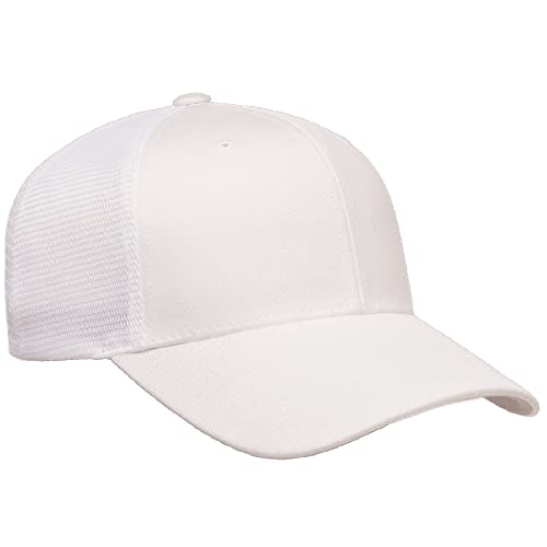 Flexfit 110M Trucker Mid-Profile Mesh Back Snapback Cap - color: White