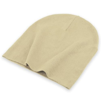 Thin 100% Cotton Fine-Knit Beanie Hat Slouchy Soft Chemo Skull Cap - color: 1-khaki