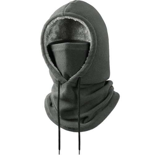 Winter Balaclava Ski Face Mask: Men Women Warm Windproof Face Cover Hat - color: Grey-lined