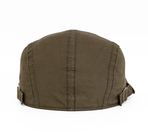Quanhaigou Unisex Denim Newsboy Hats Flat Ivy Gatsby Cabbie Driving Berets Hat Cotton Dad Cap for Men Women - color: Army Green