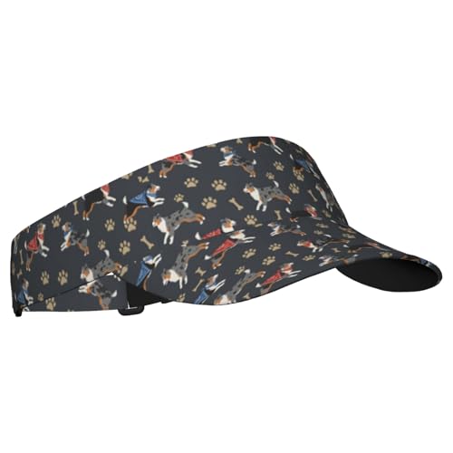 Adjustable Lightweight Open Top Sports Sun Visor Hat Cap for Golf Tennis - color: Cartoon Puppy and Paw