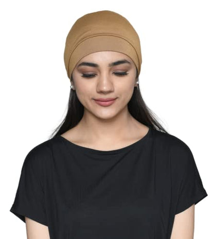 Chemo Hats Solid Sleep Cap Women's Bamboo Soft Headwear Cancer Cap Chemo Headwear Women - color: Light Brown