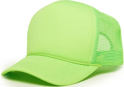 Funky Junque Blank Mesh Foam Lightweight Snapback Trucker Hat - color: Neon Lime