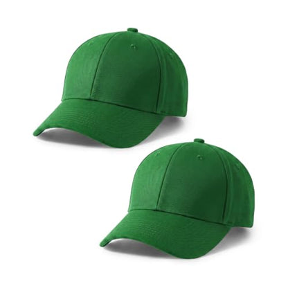2-Pack Classic Structured Baseball Cap Adjustable Snapback Ball Caps - color: Kelly Green